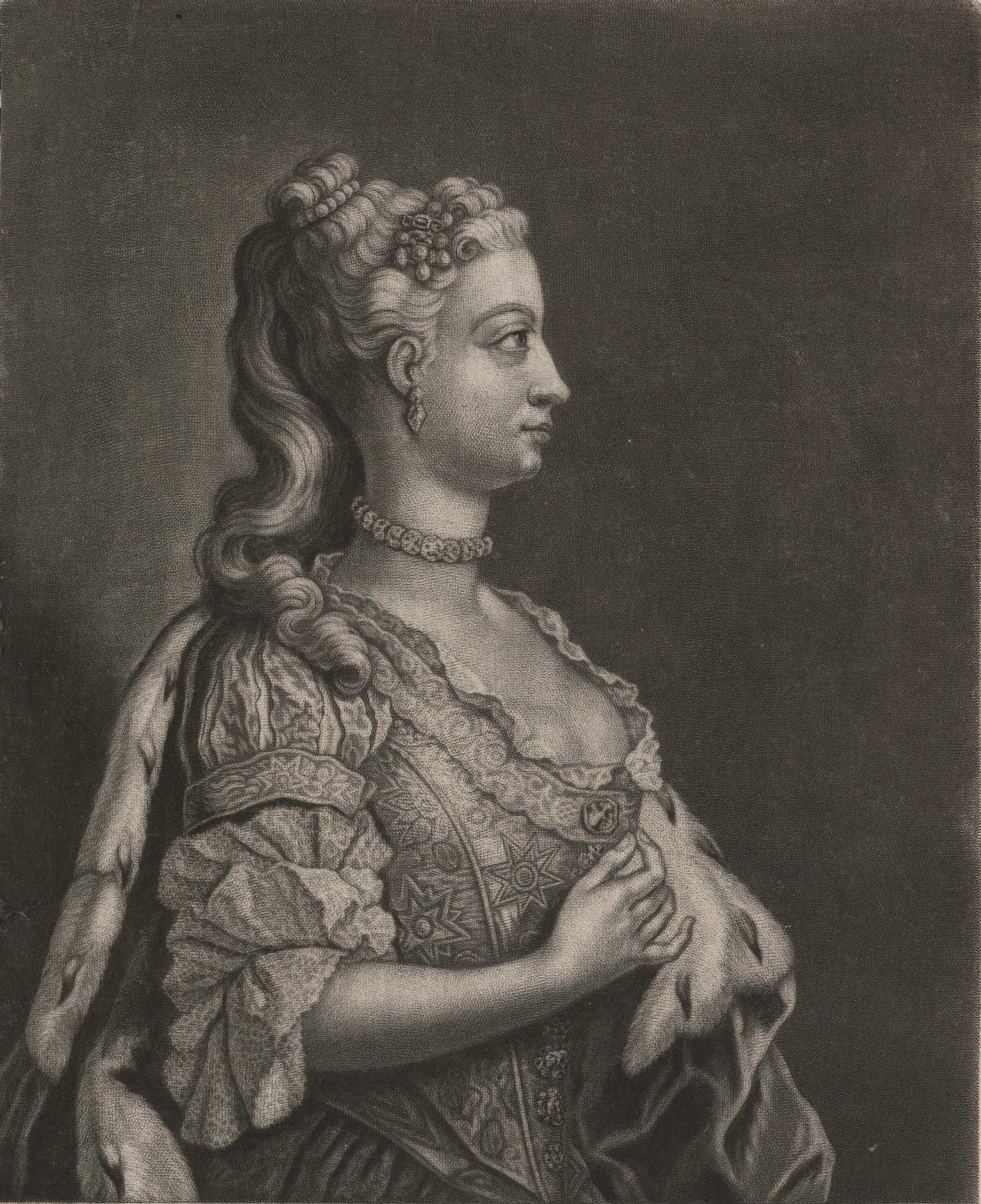 Prinzessin Anna von Großbritannien Mezzotinto von Johann Christian Leopold (Stiftung Händel-Haus, Halle)